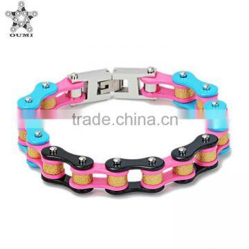 2016 factory price 316l stainless steel bike motorcycle chain bracelet women