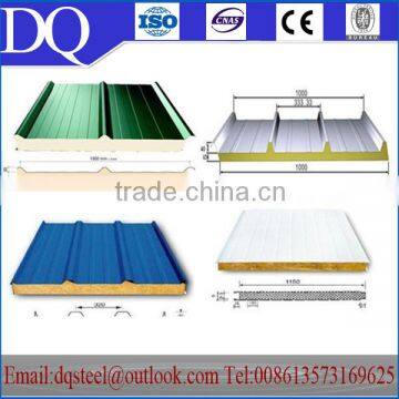 ISO900 Certification 38-40kg/m3 PU/Rock wool pu Insulated sandwich panel