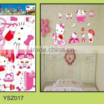 Cute Hello Kitty 3D vinyl wall stickers home decor/removable custom cartoon wall sticker for girls