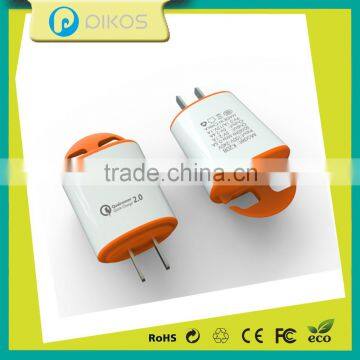 Dual Usb Mobile Travel Charger Approved Qualcomm Quick Charger 2.0 Class A Standard