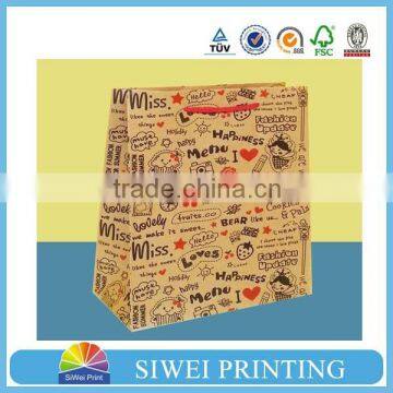 2015 Luxury Natural Decorative kraft paper bag high quality shopping wholesale