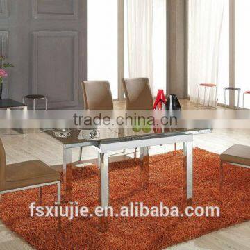 Z658 Dark Brown Leather Metal Galvanized Steel Base Dining Chairs