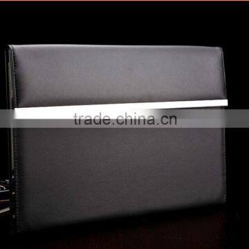 Wholesales custom A4 size pu/genuine leather portfolio with delicate buckles