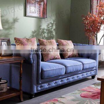 European New Antique Home Furniture Fabric Sofa, Chestfield Sofa Style for Livingroom Furniture From Foshan