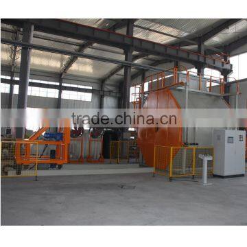 Two arms shuttle rotomolding machine for manufacturing plastic products