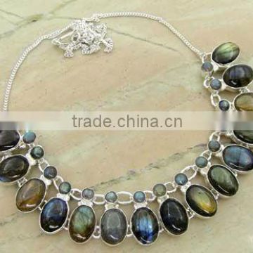 114.00ctw Genuine LABRADORITE & .925 Sterling Silver Necklace Jewelry Wholesale