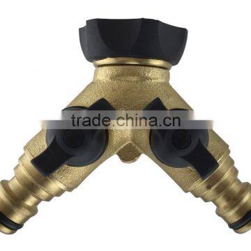 TWO-WAY SHUT-OFF FAUCET VALVE (BSP), Brass, Soft grip, TPR coated