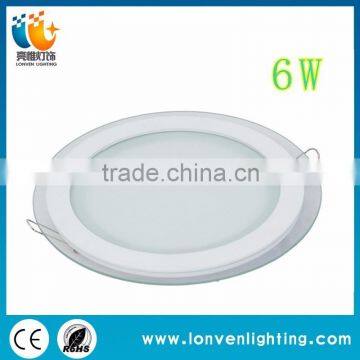 best price 6w white color glass panel light