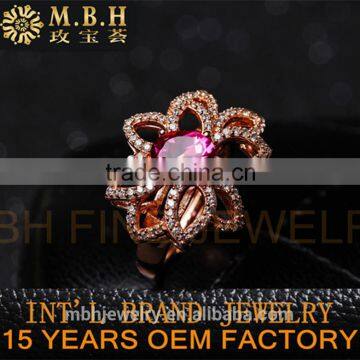 jewellery factory hot sale fashion jewelry 925 sterling silver ring inlaid topaz garnet natural precious gemstone ring