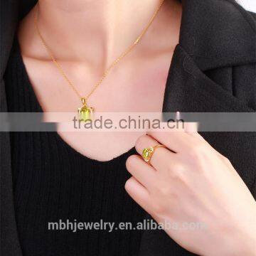 Hot Sale Jewellery Set 18K Gold Plated 925 Sterling Silver Precious Natural Olivine Gemstone Pendant Ring Necklace Jewelry Set photo-6