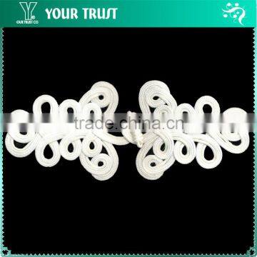 Height 9.5 Centermeter All White Sew On 100% Nylon Chinese Knot Frog Buttons