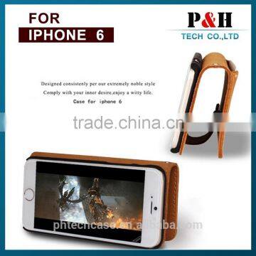 2015 New Arival High Class Express for Iphone 6 Genuine Leather Flip Case , 100% Real Leather Wallet Case for Iphone 6 photo-3