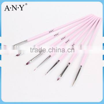 ANY Nail Art Beauty Care Pink Nail Design Cheap Nai lBrush Set 7PCS