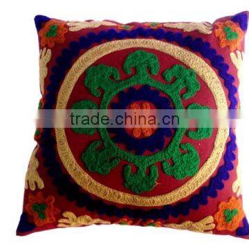 RTHCC-36 Royal Rajasthani Traditional Pure Export Quality Jaipur Flowers Embroidery Cotton Suzani cushion covers For Christmas