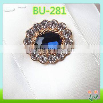 2016 newest design decorative deep blue rhinestone buttons cheap