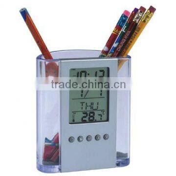 Transparent Penholder With Calendar Clock for Promotion Gifts