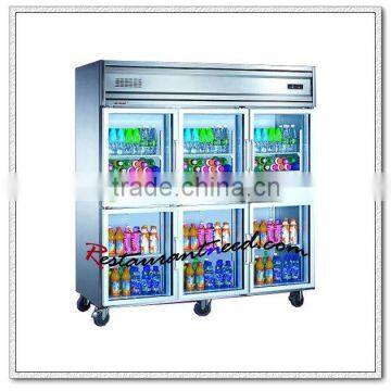 R251 Hot Sale 3 Glass/6 Glass Doors Static Cooling/Fancooling Reach-In Refrigerator