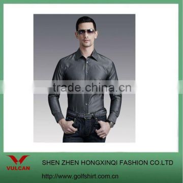 fashion top quality silver gray stripe men's long sleeve shirt