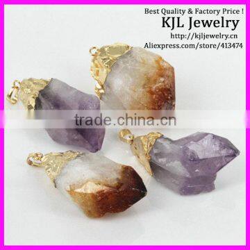 GZKJL-CT0104 Mixed Citrine Amethyst Clear point Quartz Rough freedom shape Gem druzy Stone Pendant jewelry