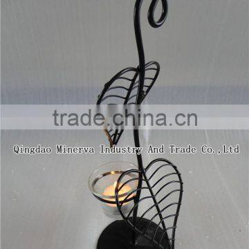 Factory Customize Leaf Metal Candle Holder and 3 glass cups