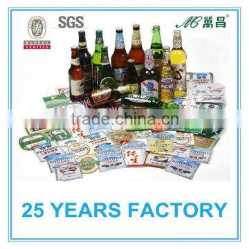 many kinds of metalized beer label