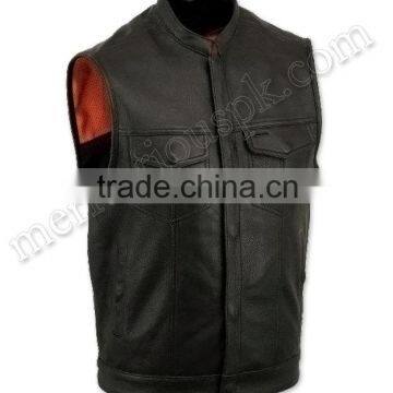 Men Black Cow Leather Vests