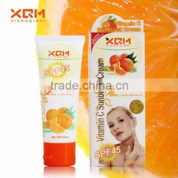 XQM SPF45 Hot selling whitening cream with sunscreen protection