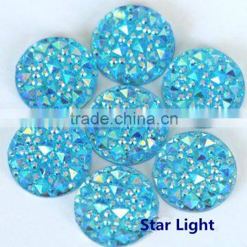 12mm 14mm 16mm round shape flat back plastic rhinestone with holes Aquamarine Blue AB sew on resin gems for garment decoration