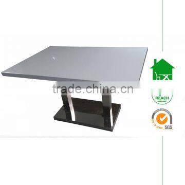 DT-3005 high gloss top stainless steel leg dining table design