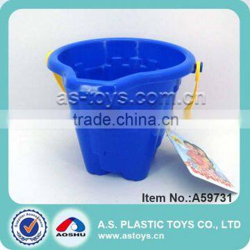 Summer outdoor kids blue plastic beach round bucket toy