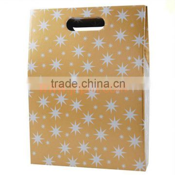 Star shining printed paper shopping bags with die-cut handle