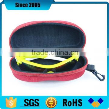 red nylon cover eva eyeglass hard case with plastic hook