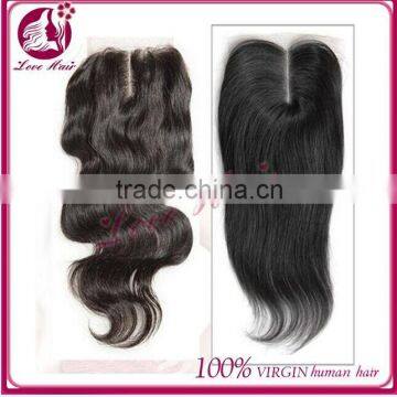 4*4 middle part lace closure with baby hair virgin human hair slightly bleached knots body wave brazilian lace closure