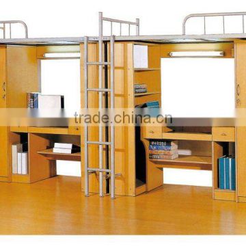 High quality stainless steel school bunk bed/ dormitory furniture with desk