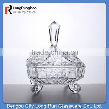 LongRun 718ml 2014 hot sale clear crystal glass holder fancy glass candy container home use glassware