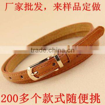 version of the new candy-colored thin leather belt, Genuine leather belt ,female small decorative belt