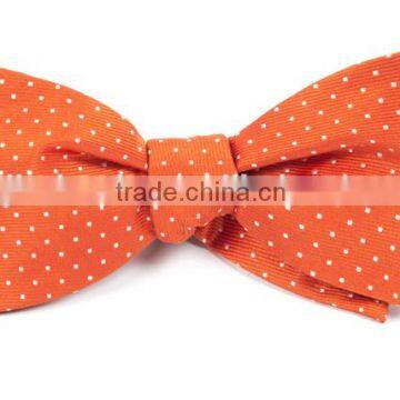 2016 latest hot sale orange white polka dot linen man bow tie for boys