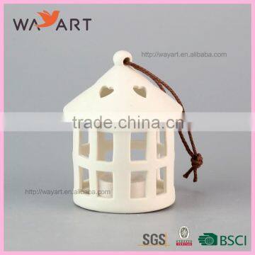 Elegant White Castle Design Ceramic Church Candle Holder