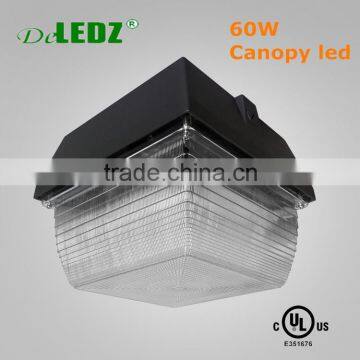 Die-cast Aluminum housing ip65 water proof 60w cUL UL listed canopy led light 60w outdoor ul canopy led light for gas station