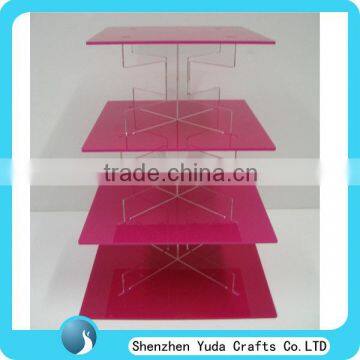 Shenzhen supplies acrylic wedding cupcake stands, 4 tier cake display stand, square cake display