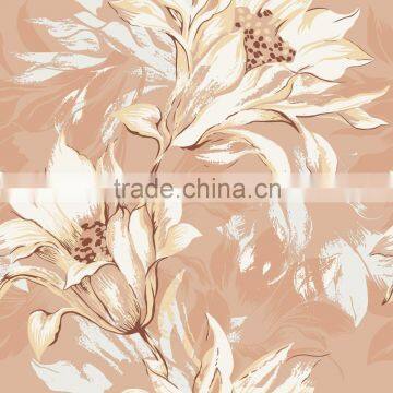 Vinyl Wallpaper Waterproof Wallpaper for Bathrooms With Big Flower Pattern photo-2