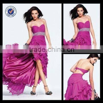 New Design Wholesale Custom Made Asymmetric Sweetheart Corset And Diamond Belt Homecoming Dress H0030