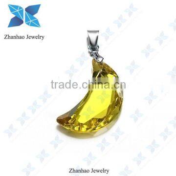 yellow half moon shape cubic zirconia pendant