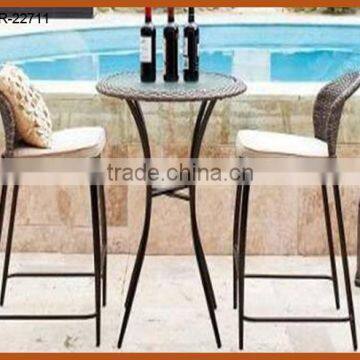 Aluminum And Wicker Bar Set High Table And Stool