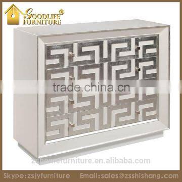 Modern Style White Finish Cabinet and Chest with Iron Decoration