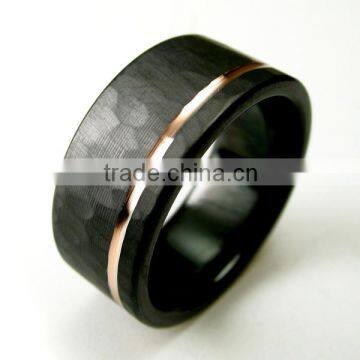 10mm rose gold plated brushed zirconium bands,hammered,2.2mm thick