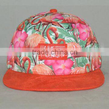 Guangzhou hat factory professional custom 100% polyester/animal camouflage and orange/embroidery logo/flat brim hat