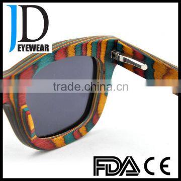 High Quality Colorful Skateboard Wood Retro Style Wooden Sunglasses