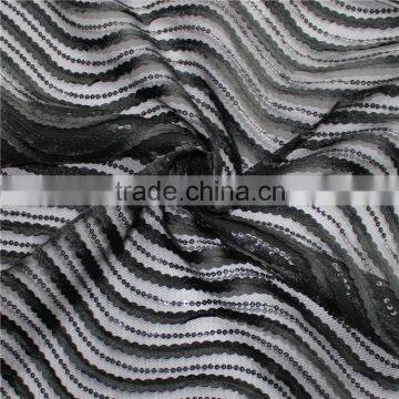 Fashion 100% Polyester African Net Black Lace Fabric/beaded Sequins Bridal Lace for Apparel photo-2