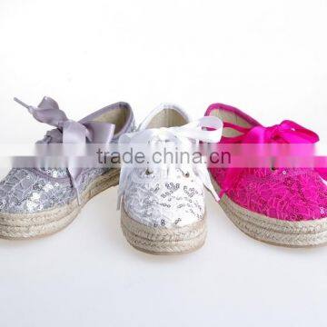 Espadrilles for Kids With Lace-up Style 2016ss New Glitter Lace photo-4